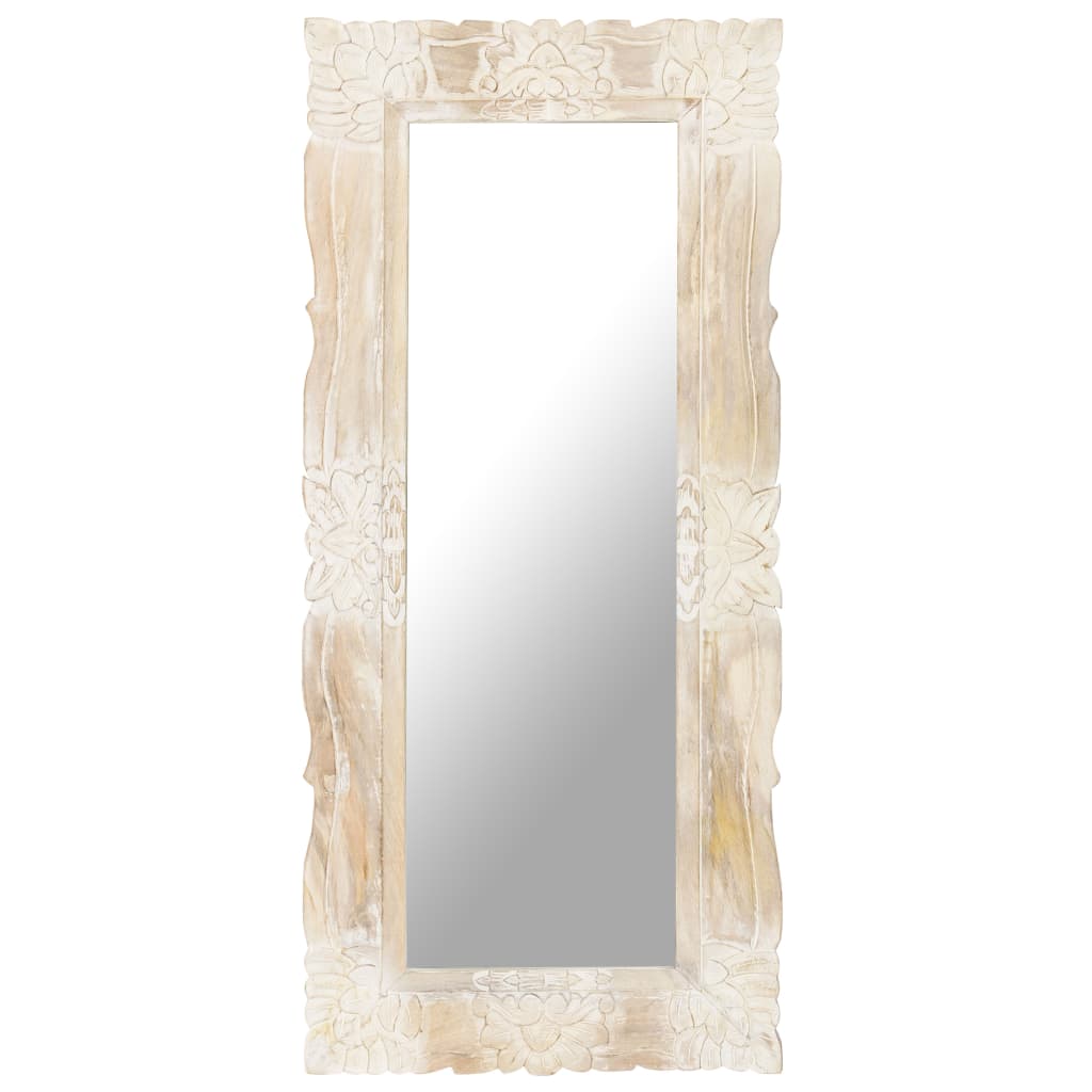 E-shop vidaXL Zrkadlo biele 110x50 cm masívne mangovníkové drevo
