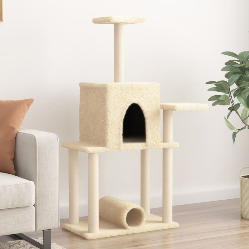 E-shop vidaXL Škrabadlo pre mačky so sisalovými stĺpikmi krémové 122 cm