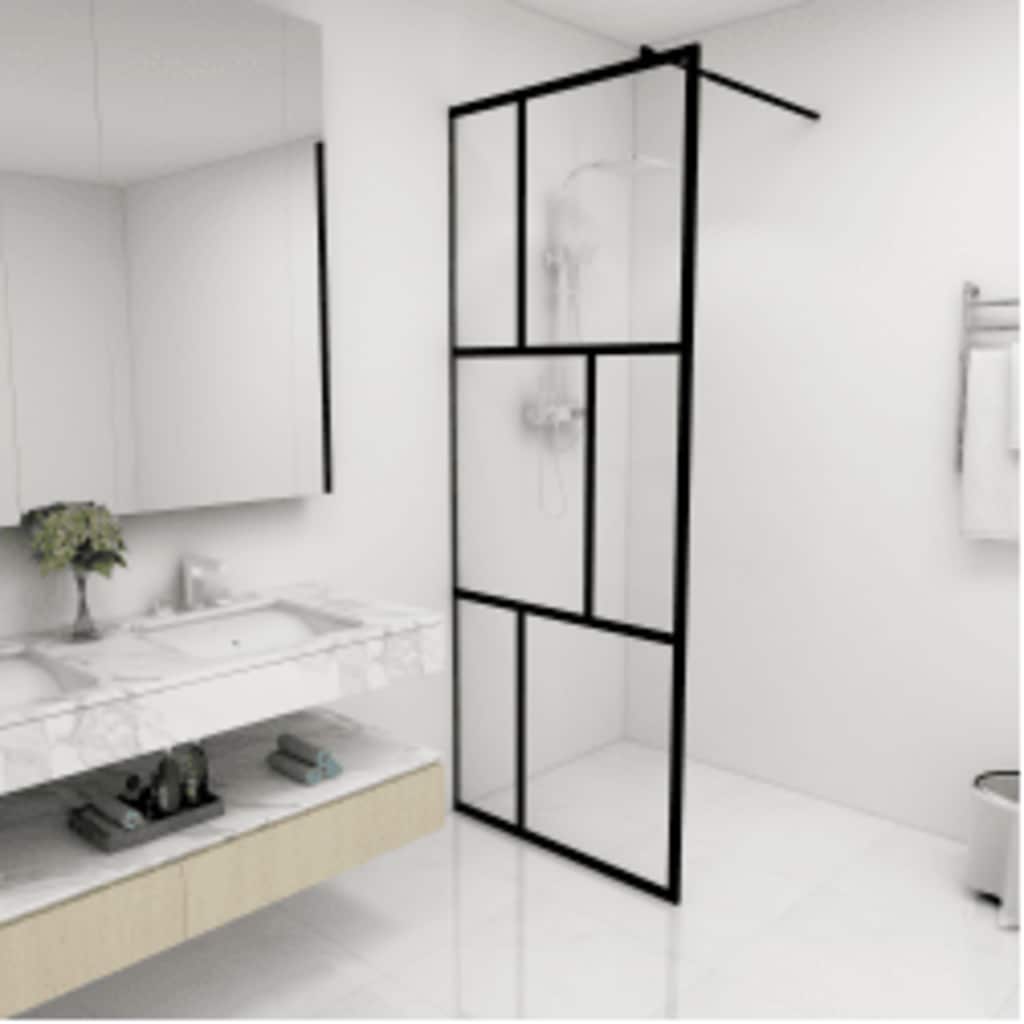 E-shop vidaXL Sprchová zástena s tvrdeným sklom čierna 80x195 cm