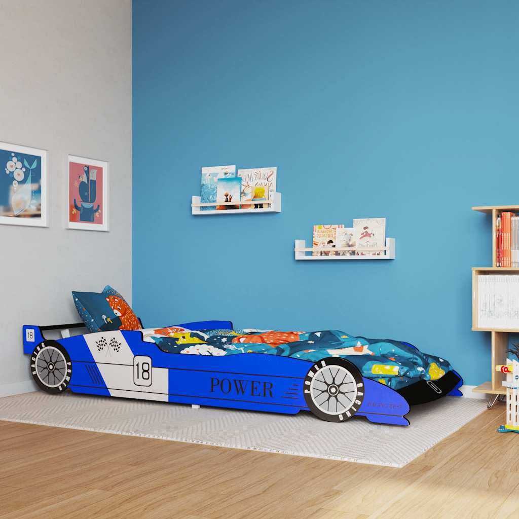 E-shop vidaXL Detská posteľ, pretekárske auto, 90x200 cm, modrá