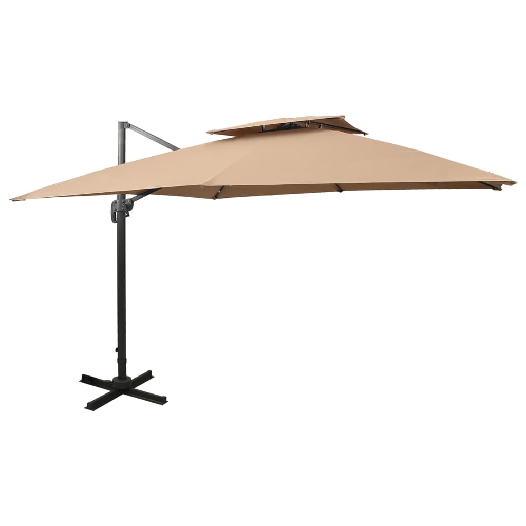 E-shop vidaXL Konzolový záhradný slnečník s dvojitou doskou 300x300 cm, béžový