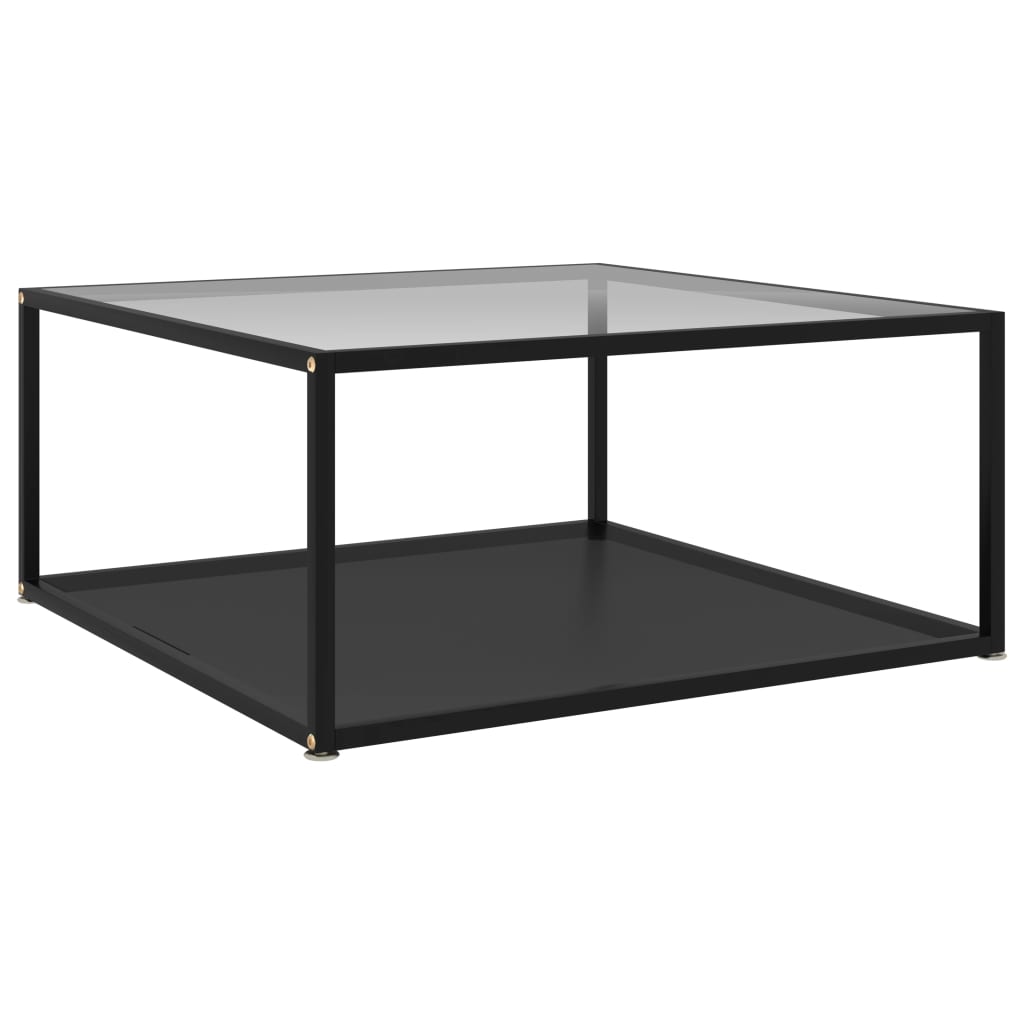 E-shop vidaXL Konferenčný stolík, priehľadný+čierny 80x80x35 cm, tvrdené sklo