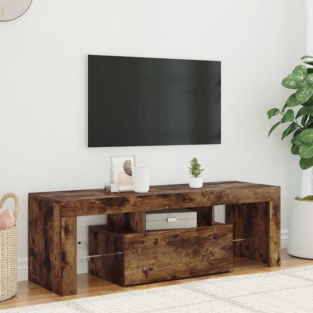 E-shop vidaXL TV skrinka s LED, tmavý dub 120x35x40 cm