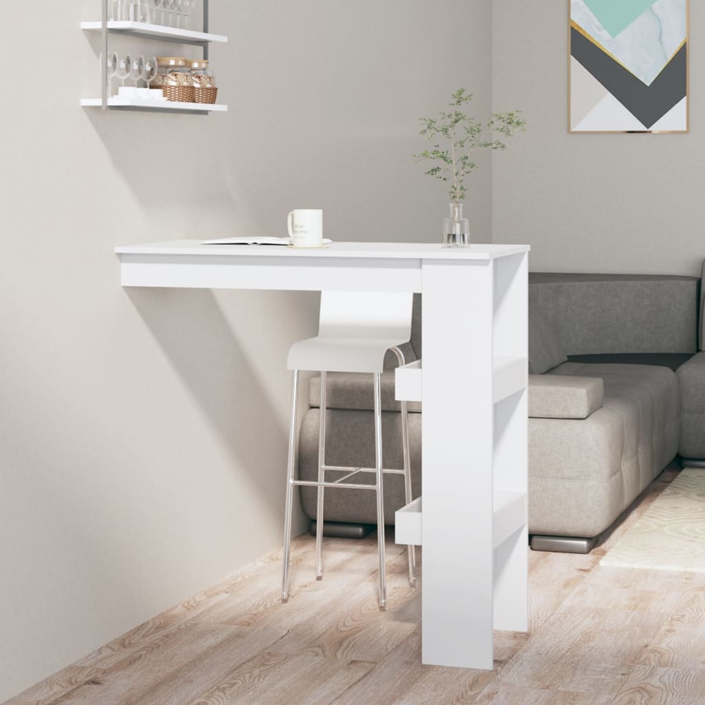 E-shop vidaXL Nástenný barový stôl biely 102x45x103,5 cm spracované drevo