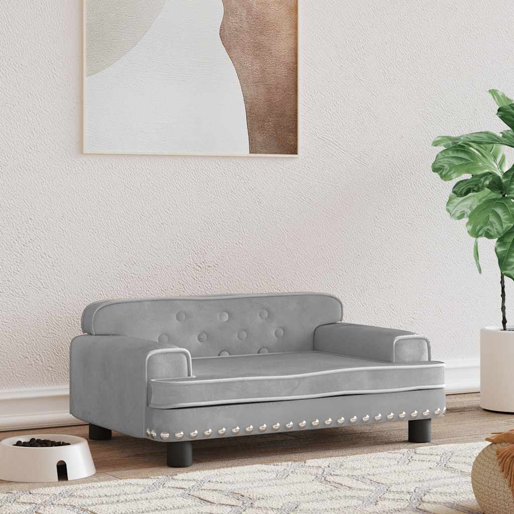 E-shop vidaXL Posteľ pre psa bledosivá 70x45x30 cm zamat