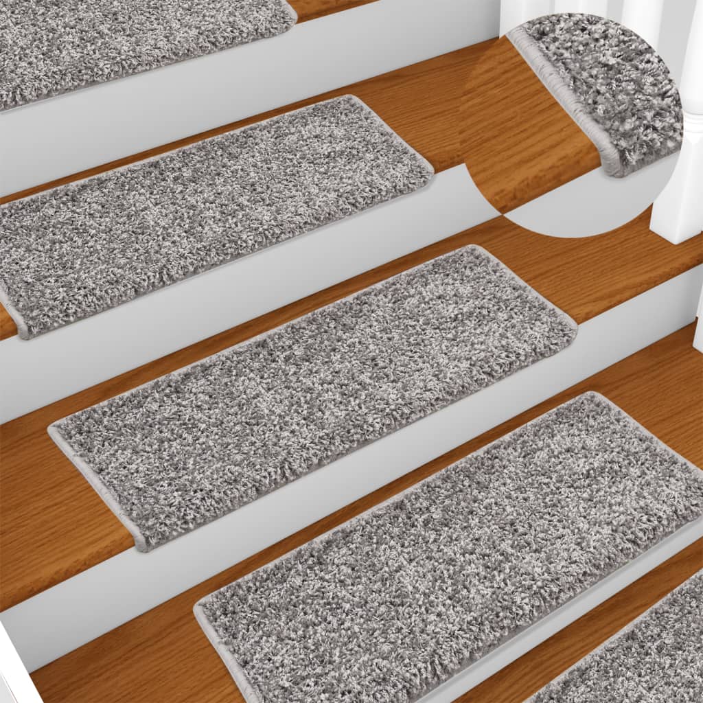 E-shop vidaXL Schodové rohože 15 ks 65x21x4 cm sivé s obdĺžnikovým okrajom