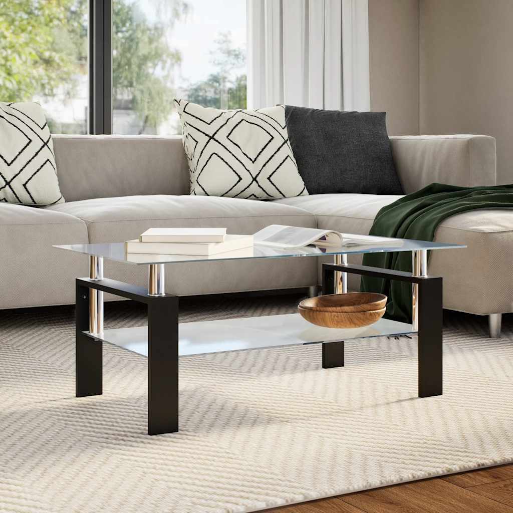 E-shop vidaXL Konferenčný stolík sivý a priesvitný 95x55x40 cm tvrdené sklo