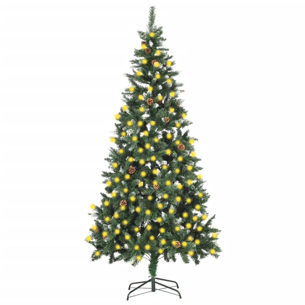 E-shop vidaXL Osvetlený umelý vianočný stromček so šiškami 210 cm