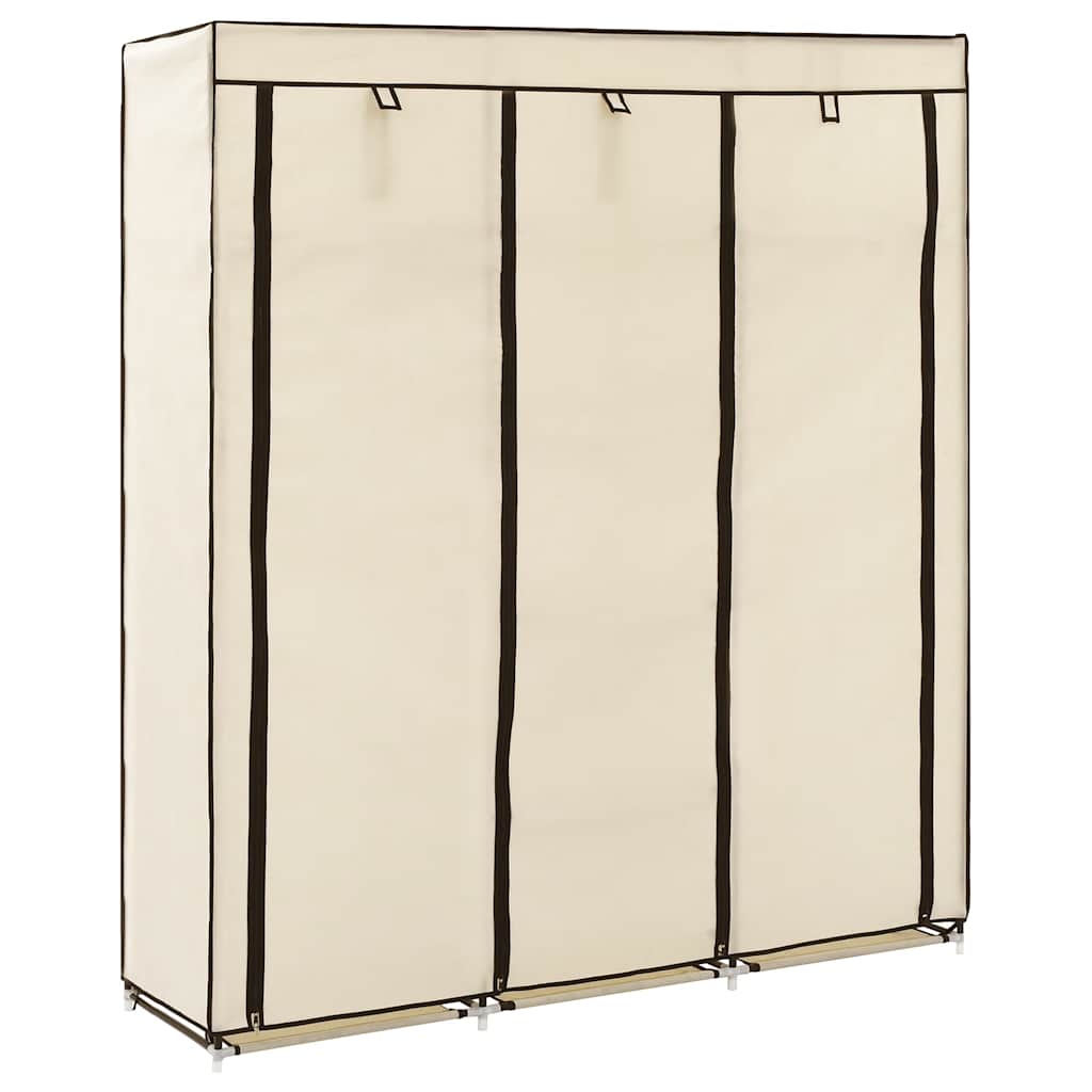 E-shop vidaXL Šatník s priehradkami a tyčami krémový látkový 150x45x175 cm