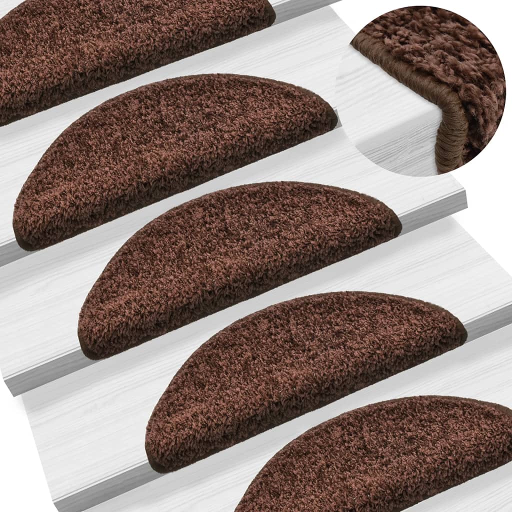 E-shop vidaXL Schodové rohože 15 ks 56x17x3 cm hnedé polkruhové