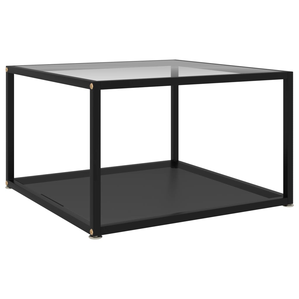 E-shop vidaXL Konferenčný stolík, priehľadný+čierny 60x60x35 cm, tvrdené sklo