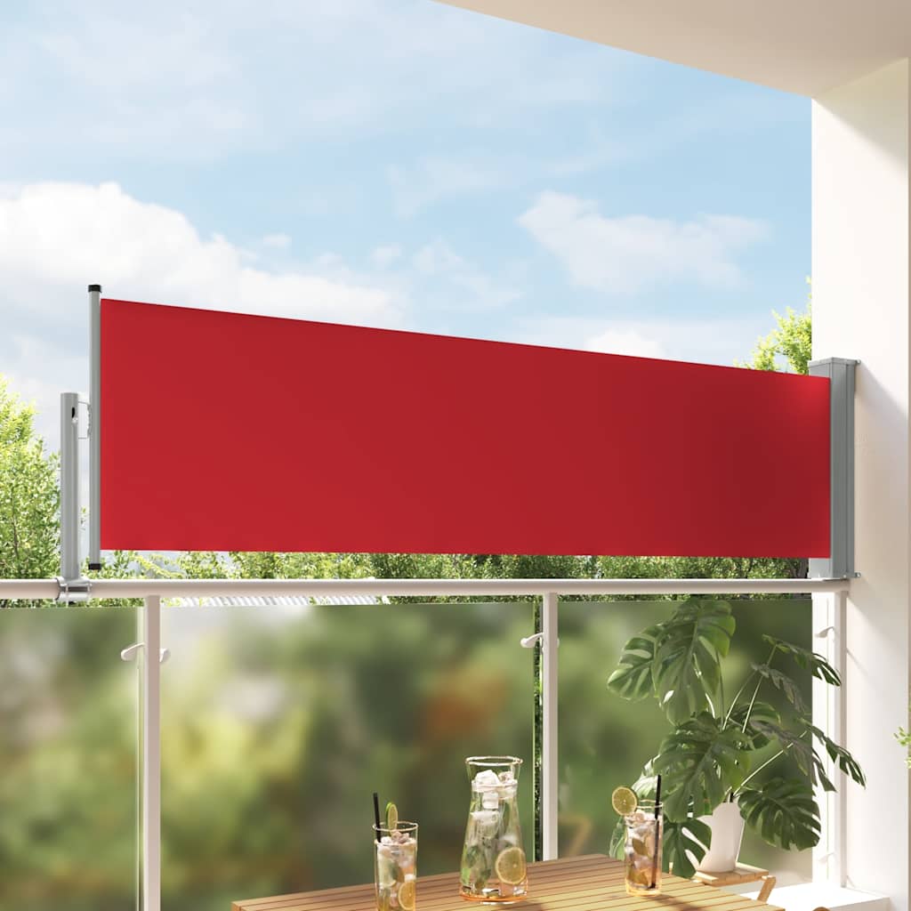 E-shop vidaXL Zaťahovacia bočná markíza na terasu červená 80x300 cm