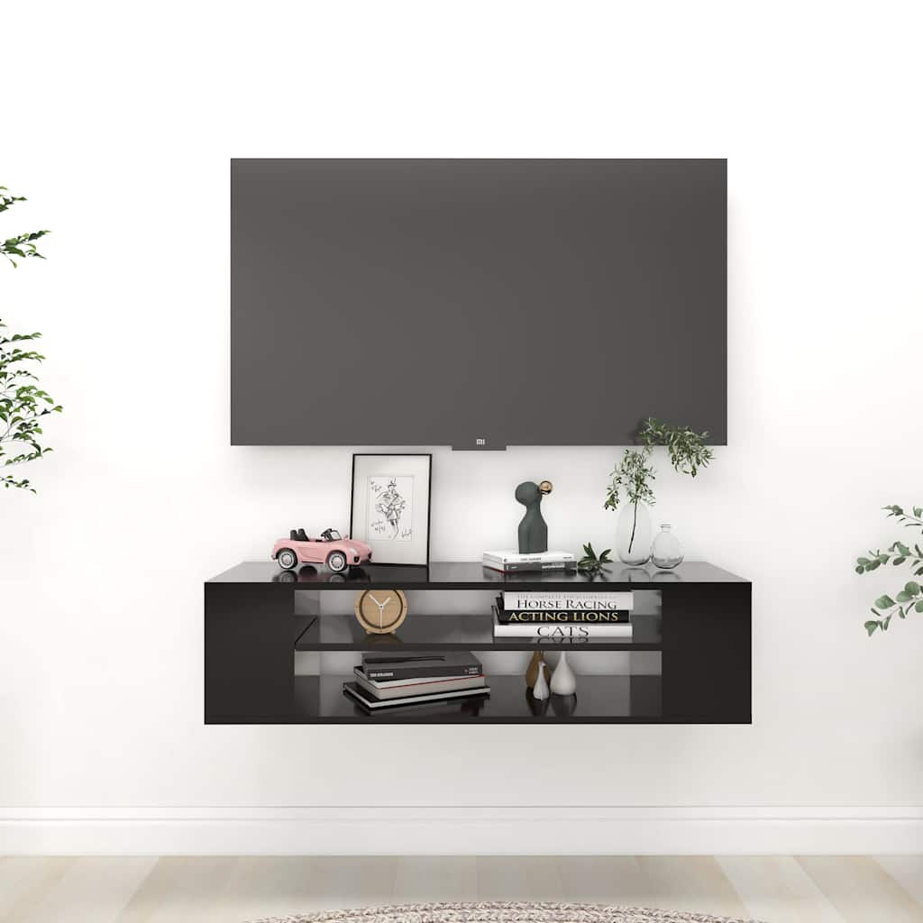 E-shop vidaXL Závesná TV skrinka, čierna 100x30x26,5 cm, kompozitné drevo