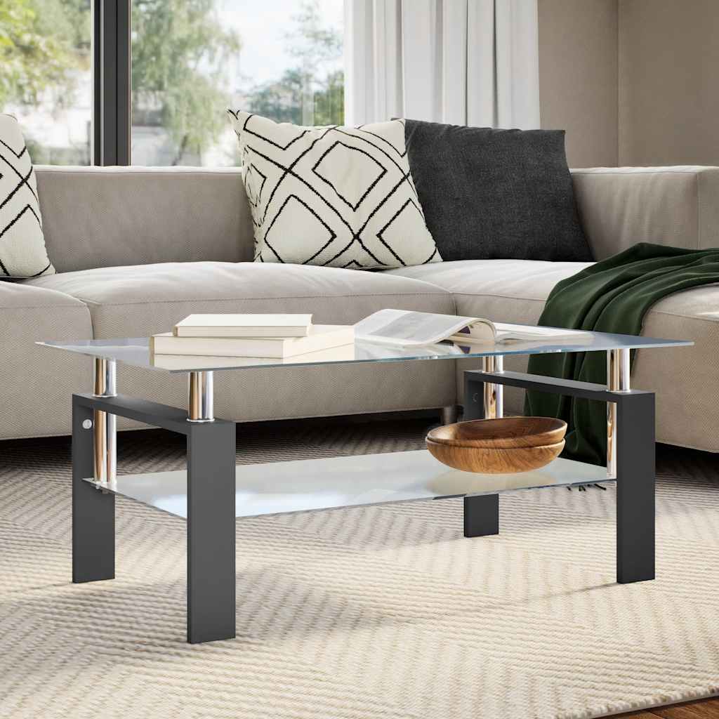 E-shop vidaXL Konferenčný stolík čierny a priesvitný 95x55x40 cm tvrdené sklo