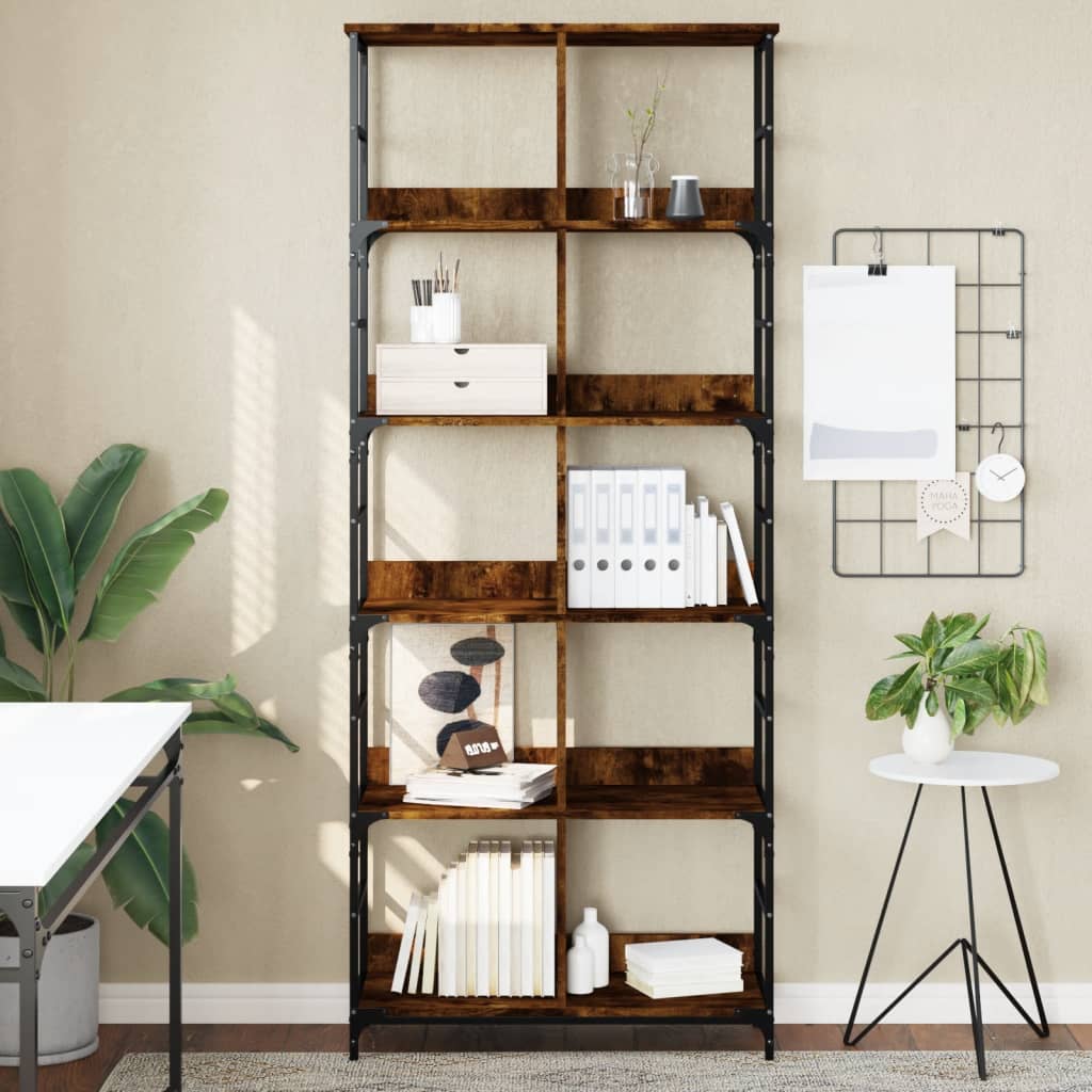 E-shop vidaXL Knižnica dymový dub 78,5x33x188,5 cm kompozitné drevo