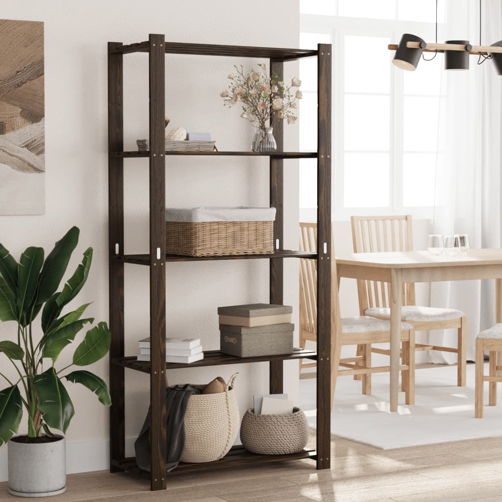 E-shop vidaXL Regál s 5 policami čierny 80x38x170 cm borovicový masív