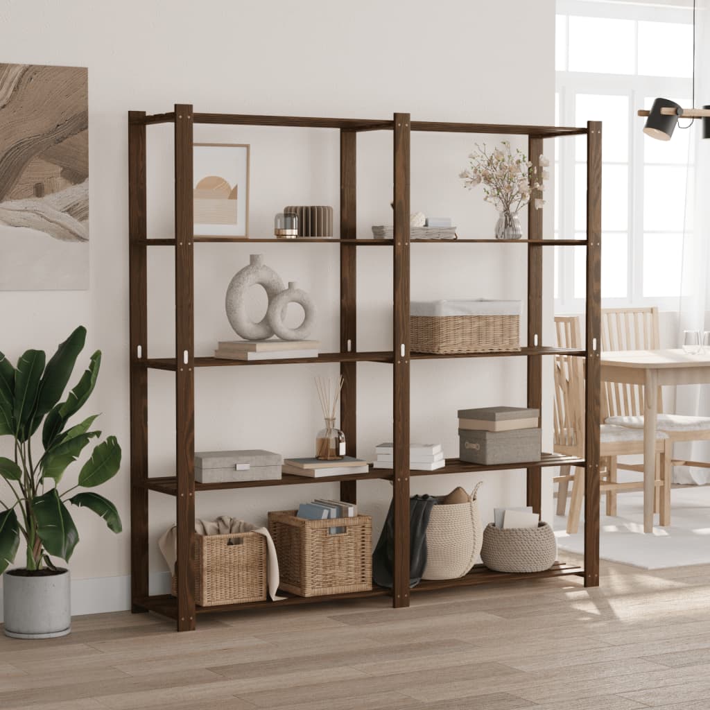 E-shop vidaXL Regál s 5 policami hnedý 170x38x170 cm borovicový masív
