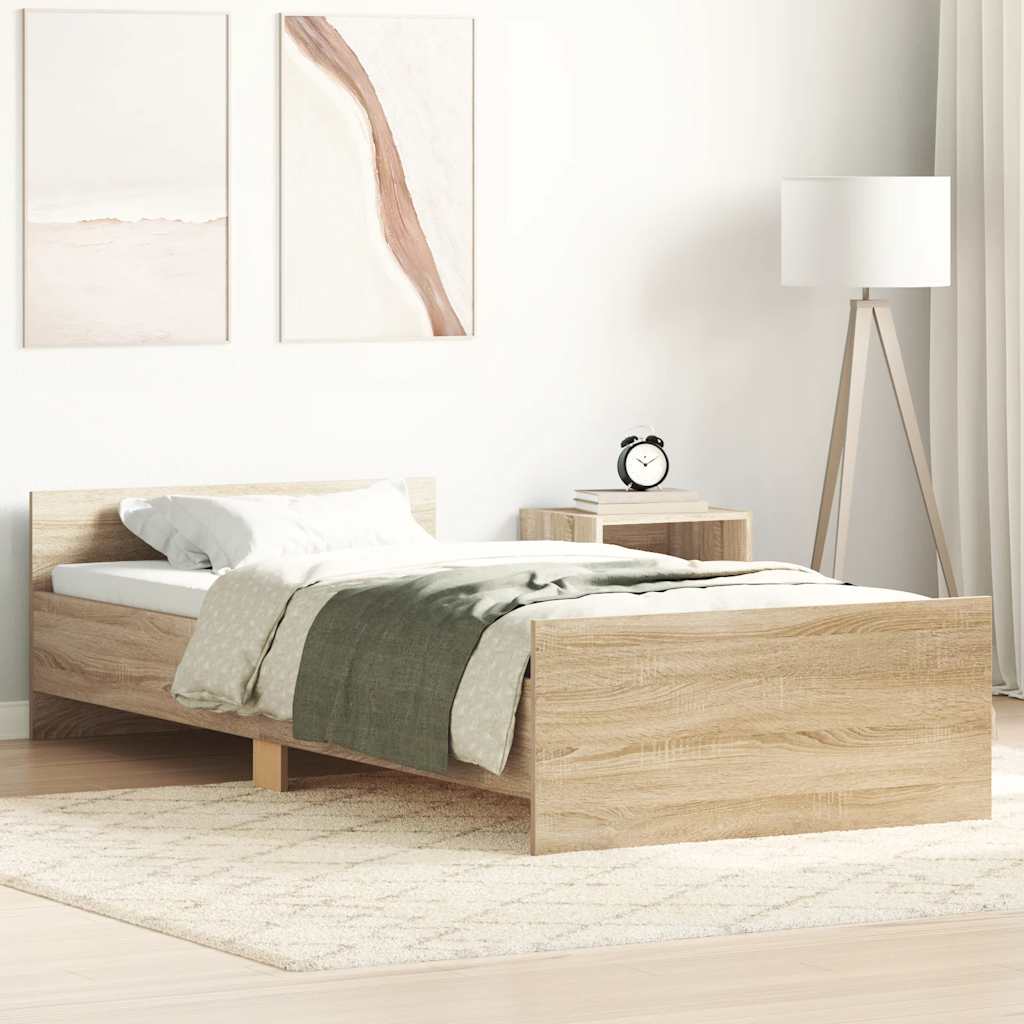 E-shop vidaXL Posteľný rám bez matraca dub sonoma 90x200 cm kompozitné drevo