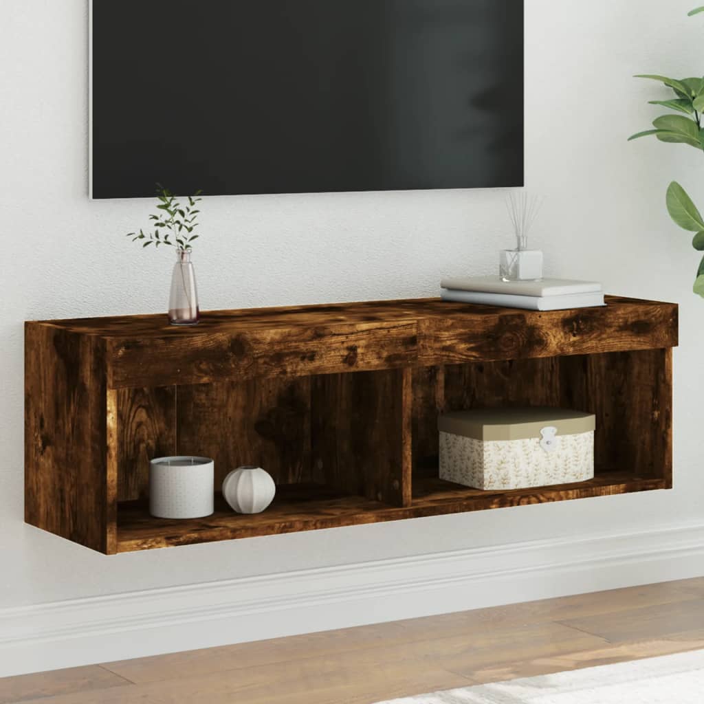 E-shop vidaXL TV skrinka s LED svetlami dymový dub 100x30x30 cm