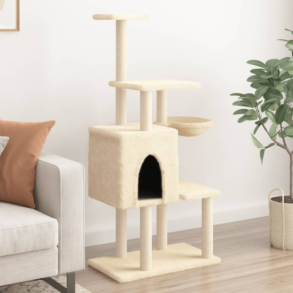 E-shop vidaXL Škrabadlo pre mačky so sisalovými stĺpikmi krémové 131 cm