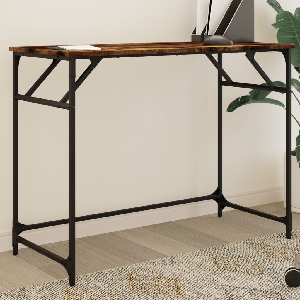 E-shop vidaXL Stôl dymový dub 100x45x76 cm kompozitné drevo a práškovaná oceľ
