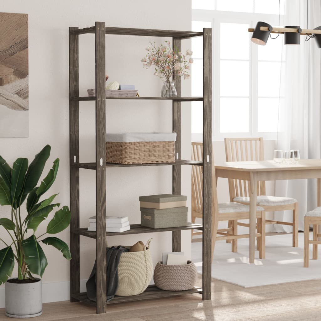 E-shop vidaXL Úložný regál 5 poschodí sivý 80x38x170 cm borovicový masív