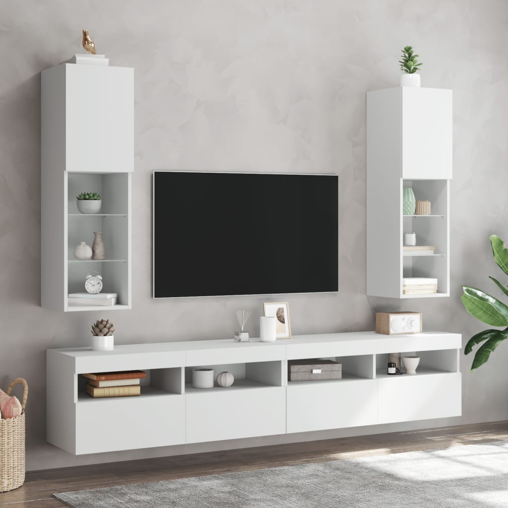E-shop vidaXL TV skrinky s LED svetlami 2 ks biele 30,5x30x102 cm