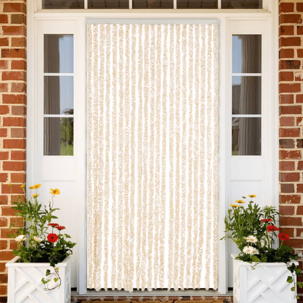 E-shop vidaXL Záves proti hmyzu, béžovo biely 90x220 cm, ženilka