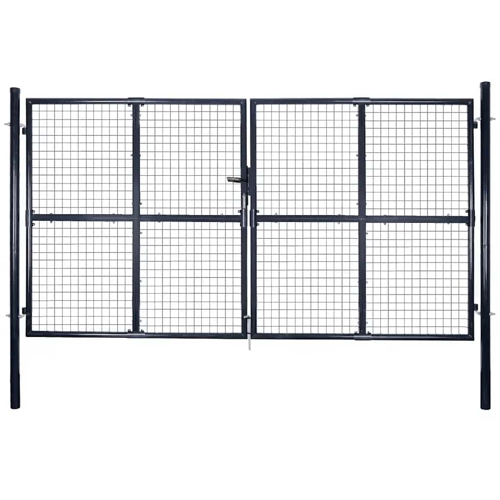 E-shop vidaXL Pletená záhradná brána, pozinkovaná oceľ, 300x175 cm, sivá