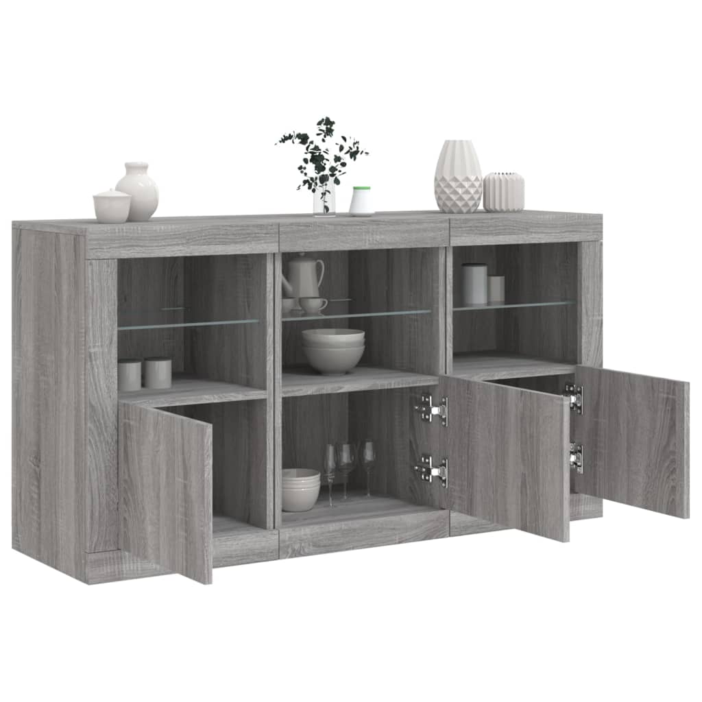 E-shop vidaXL Komoda s LED svetlami sivá sonoma 123x37x67 cm