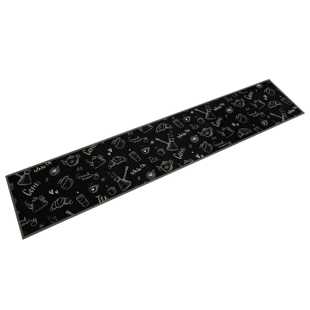 E-shop vidaXL Kuchynský koberec, prateľný, Ráno, čierny 60x300 cm, zamat