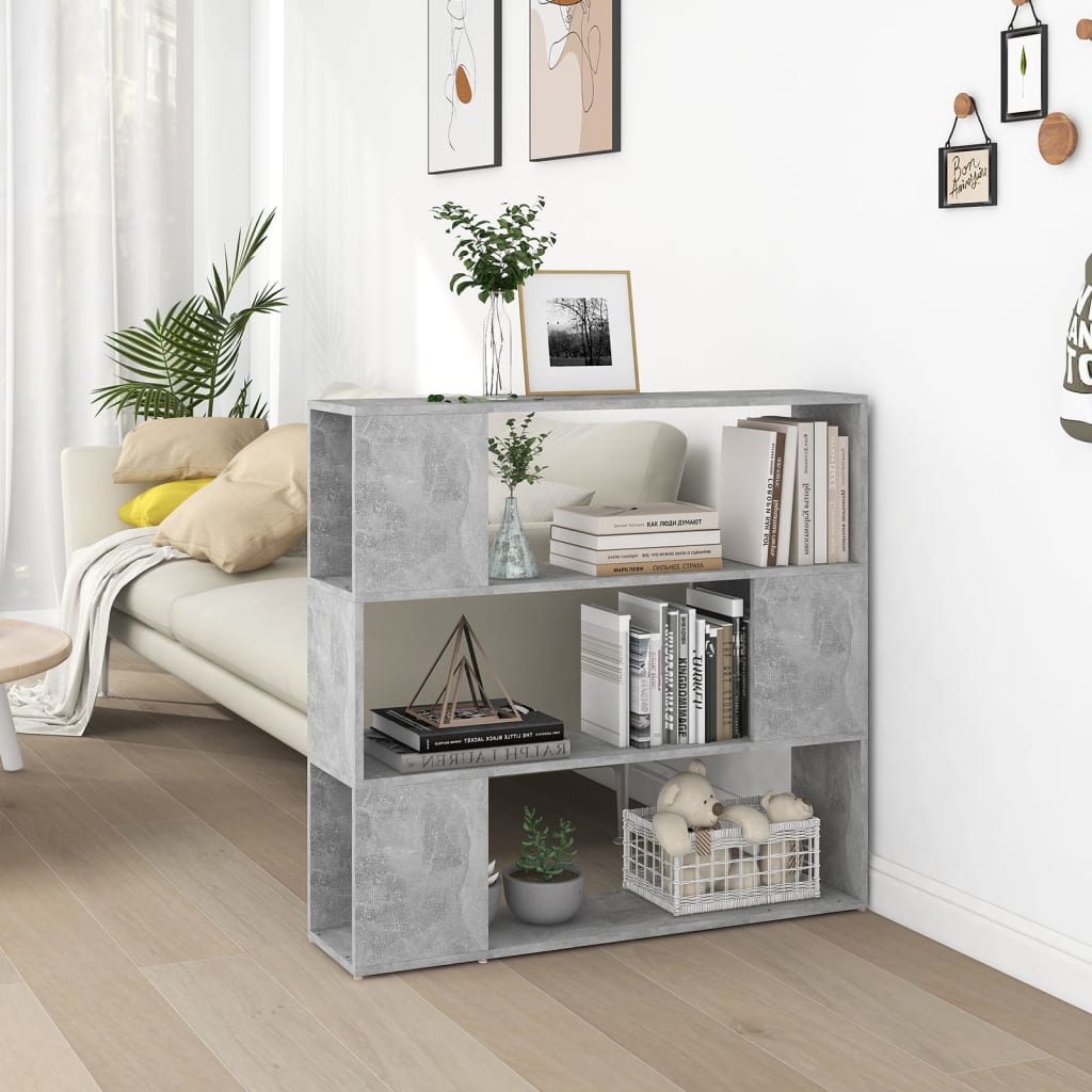E-shop vidaXL Knižnica/deliaca stena, betónovo sivá 100x24x94 cm