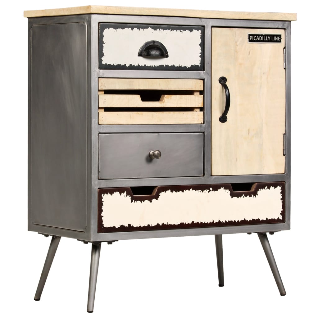 E-shop vidaXL Komoda masívne mangovníkové drevo a oceľ 65x33x76 cm