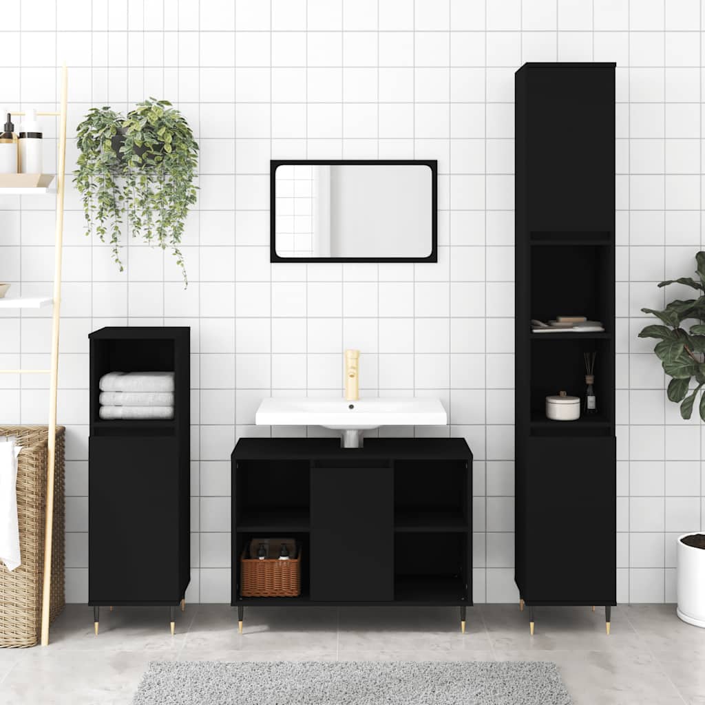 E-shop vidaXL Kúpeľňová skrinka čierna 80x33x60 cm kompozitné drevo