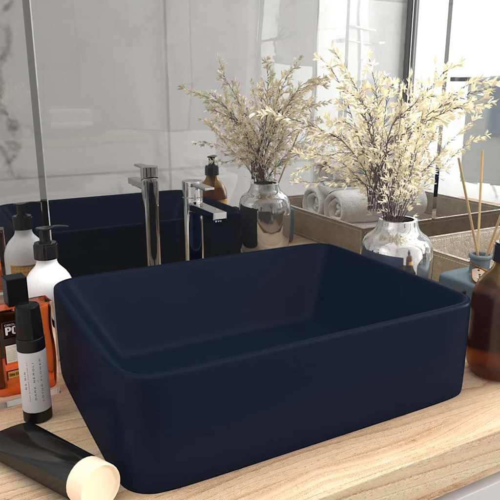 E-shop vidaXL Luxusné umývadlo matné tmavomodré 41x30x12 cm keramické