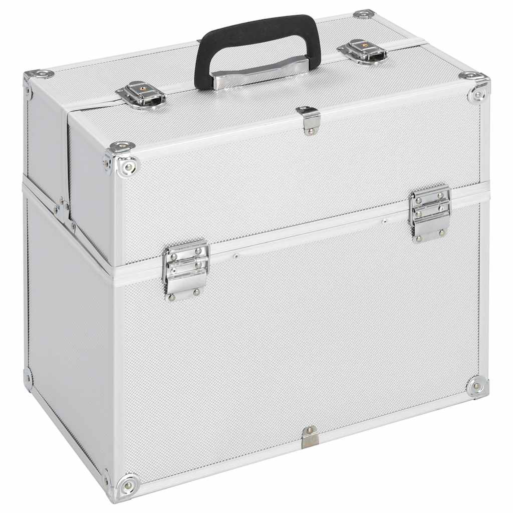 E-shop vidaXL Kufrík na make-up strieborný 38x23x34 cm hliníkový