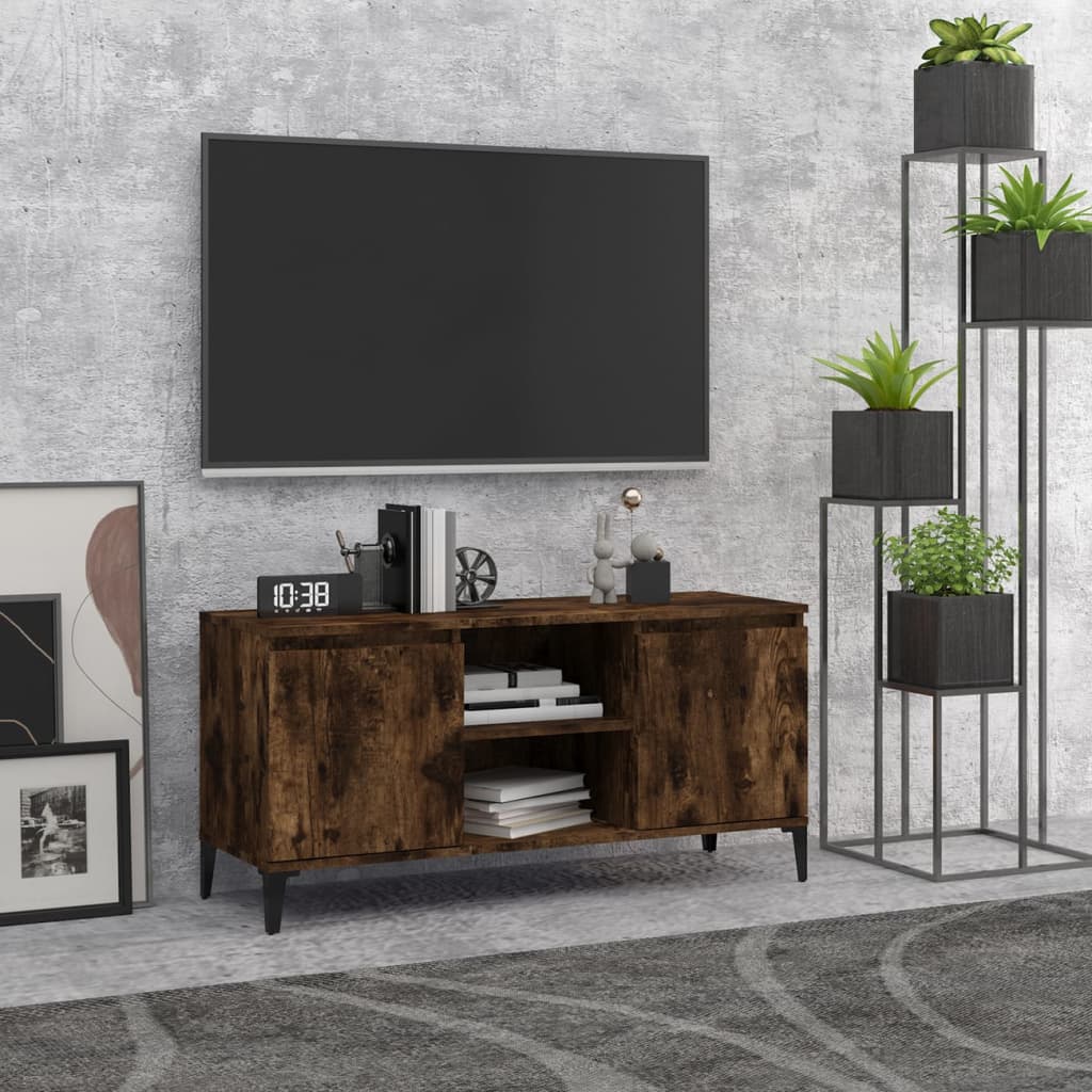 E-shop vidaXL TV skrinka, kovové nohy, tmavý dub 103,5x35x50 cm