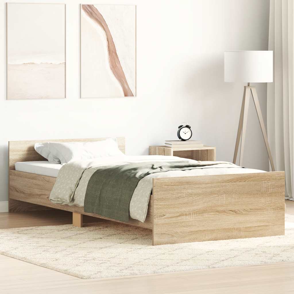 E-shop vidaXL Posteľný rám bez matraca dub sonoma 75x190 cm kompozitné drevo