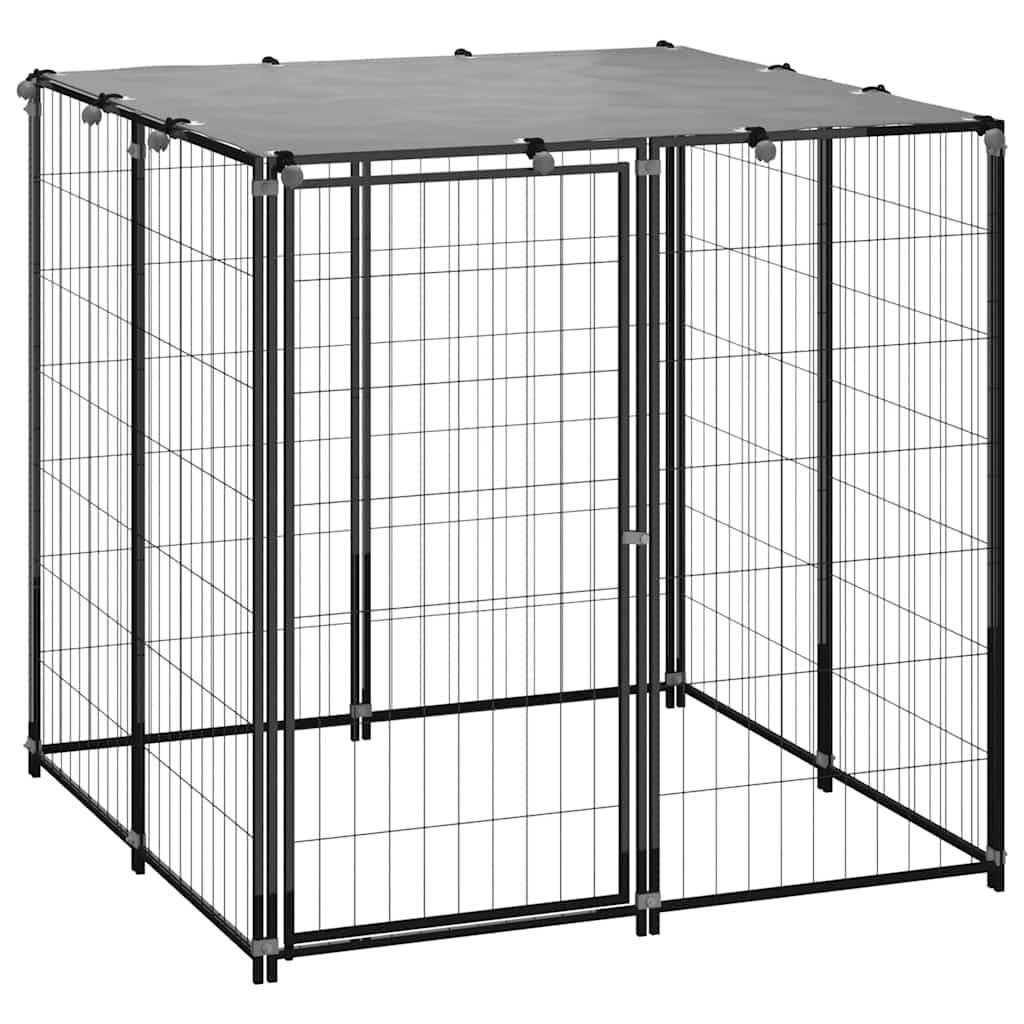 E-shop vidaXL Koterec pre psa čierny 110x110x110 cm oceľ
