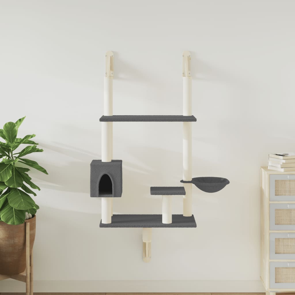 E-shop vidaXL Nástenné škrabadlo pre mačky tmavosivé 153 cm