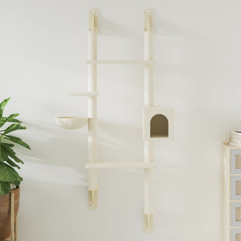 E-shop vidaXL Nástenné škrabadlo pre mačky krémové 180 cm