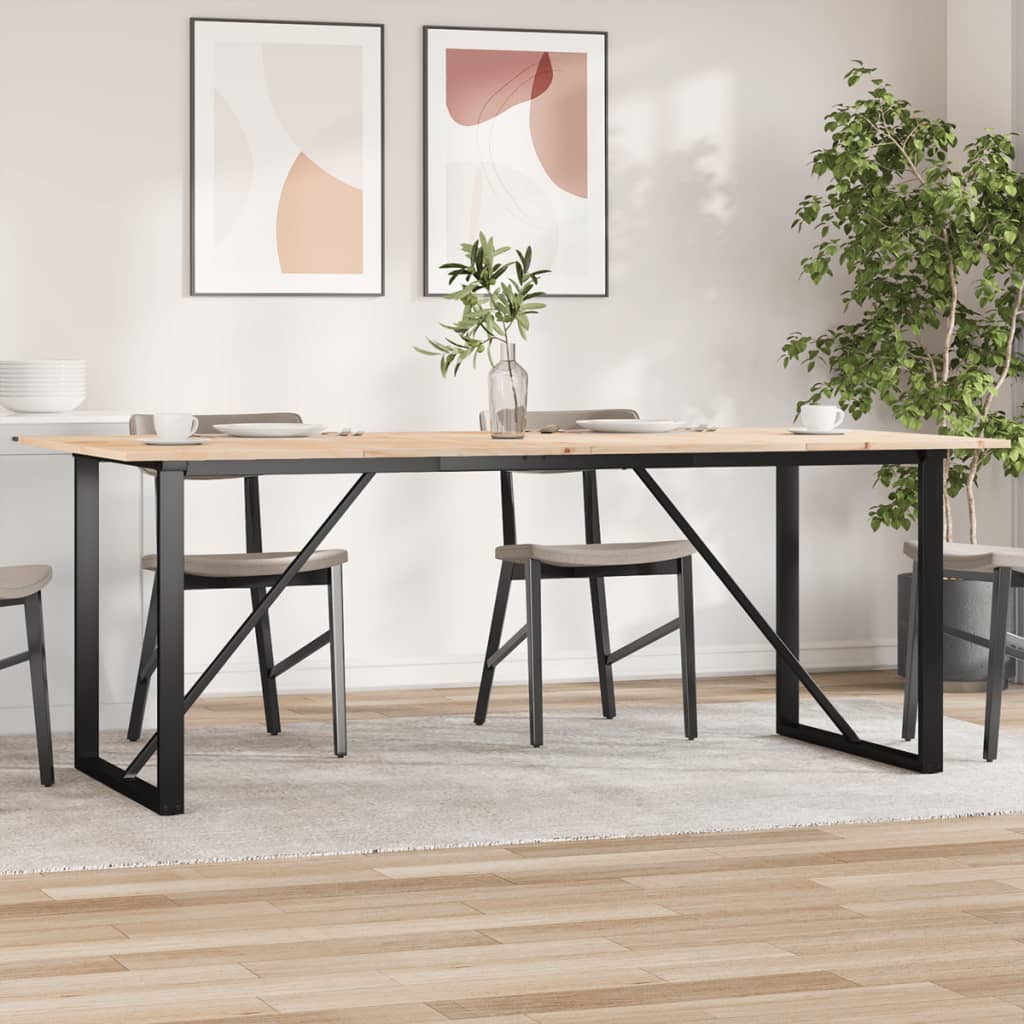 E-shop vidaXL Jedálenský stolík v tvare O 200x100x75 cm borovica a oceľ