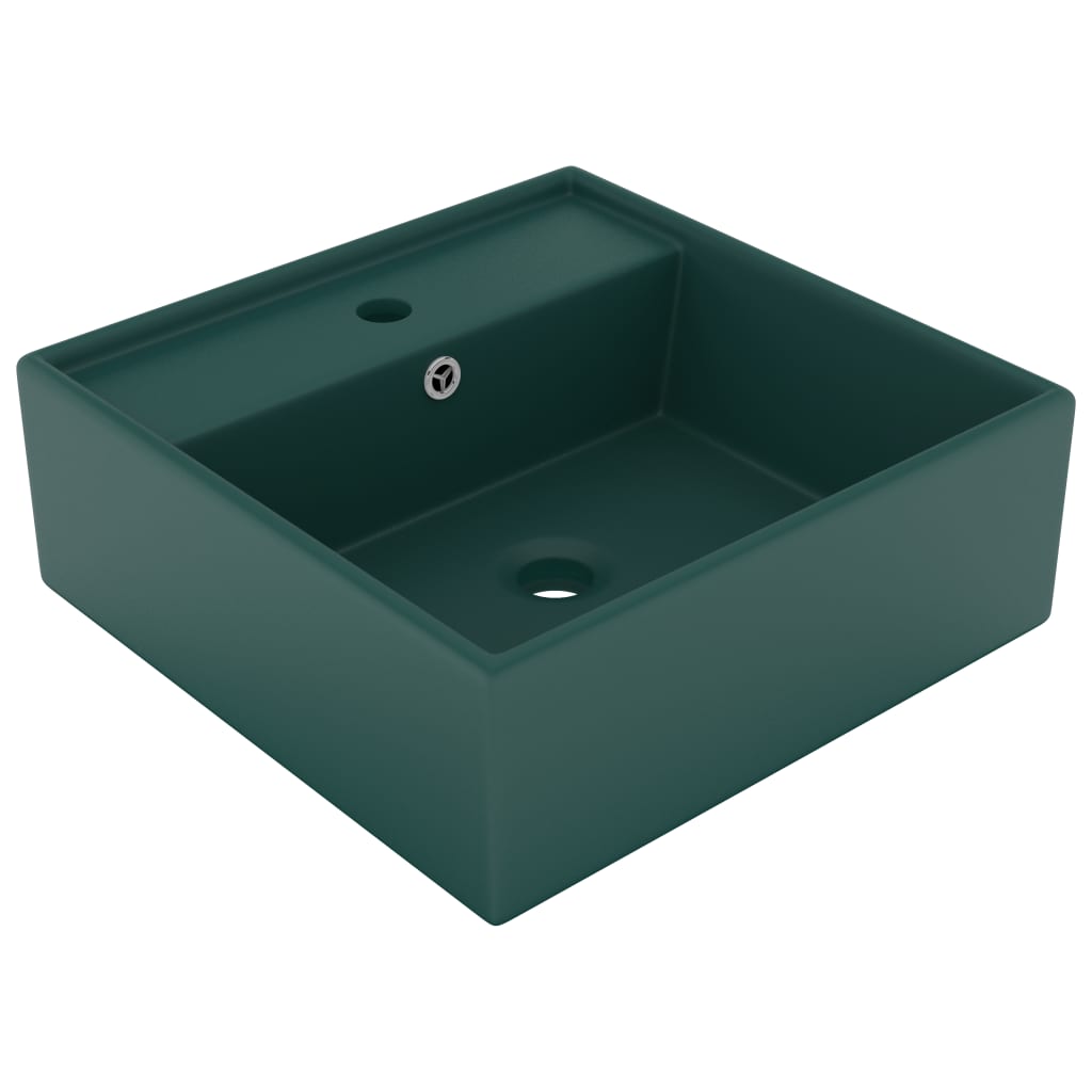 E-shop vidaXL Luxusné umývadlo, prepad, matné tmavozelené 41x41 cm, keramika
