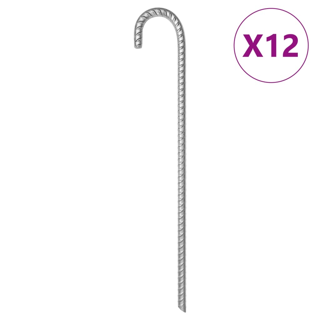 E-shop vidaXL Stanové kolíky 12 ks 41,5 cm Ø12 mm pozinkovaná oceľ