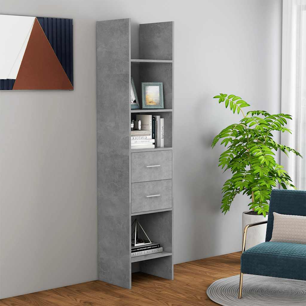 E-shop vidaXL Knižnica, betónovo sivá 40x35x180 cm, kompozitné drevo