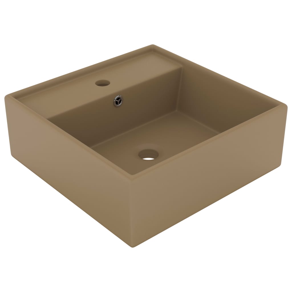 E-shop vidaXL Luxusné umývadlo, prepad, matné krémové 41x41 cm, keramika