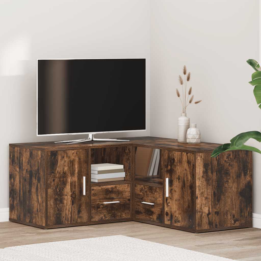 E-shop vidaXL Rohová skrinka dymový dub 160x40x45 cm kompozitné drevo