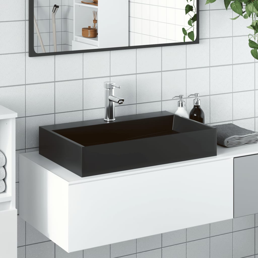 E-shop vidaXL Umývadlo minerálny/mramorový odliatok 60x38x11cm matné čierne