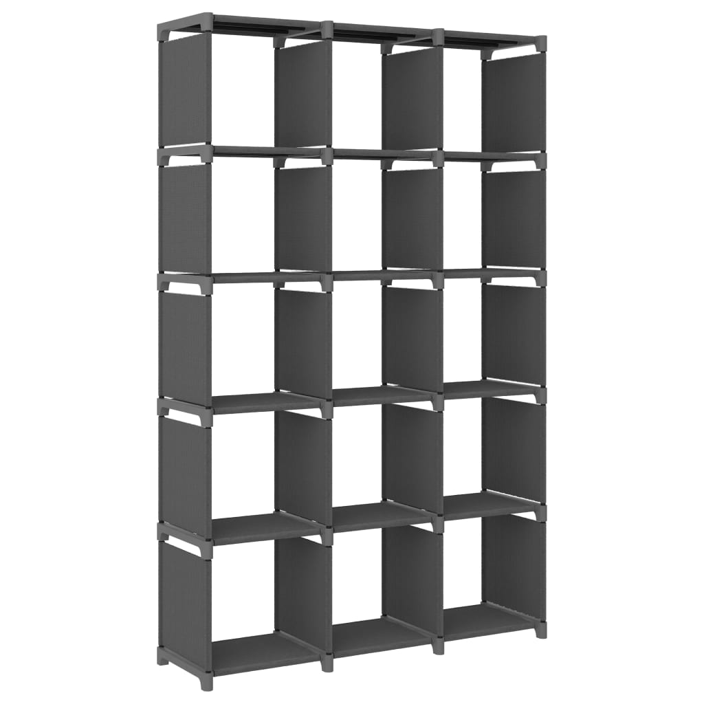 E-shop vidaXL Polica s dizajnom 15 kociek sivá 103x30x175,5 cm látka
