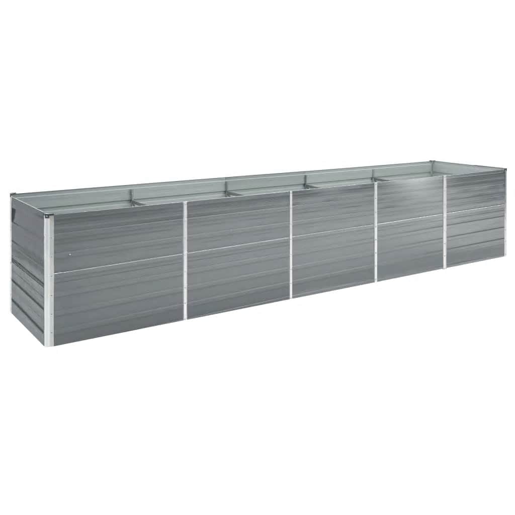 E-shop vidaXL Vyvýšený záhradný záhon, pozinkovaná oceľ 400x80x45 cm, sivý